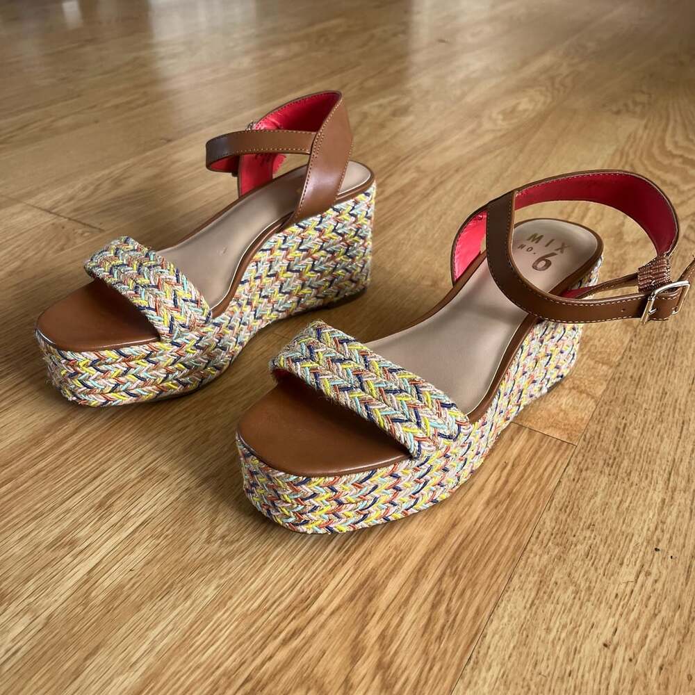 Mix No. 6 Cammie Wedge Sandal Size 6M Multi Colored Espadrille Platform
